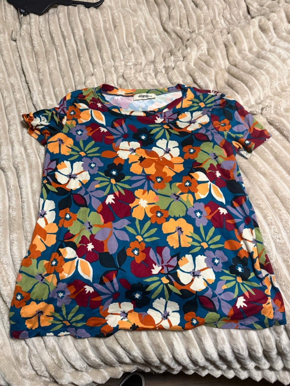 LuLaRoe Kids Short Sleeve Floral Tee in Teal, Orange & White